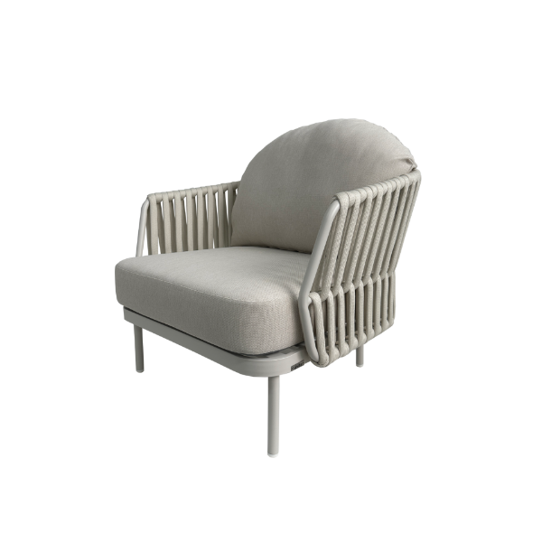 Picture of Lounge chair, tory, aluminium white, with cushion sand, 80x79x67cm