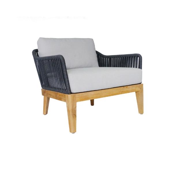 Picture of Lounge chair, delos, teak natural, pebble mix, with 2 cushions cloud (s&b), 82.8x82.4x69.4cm