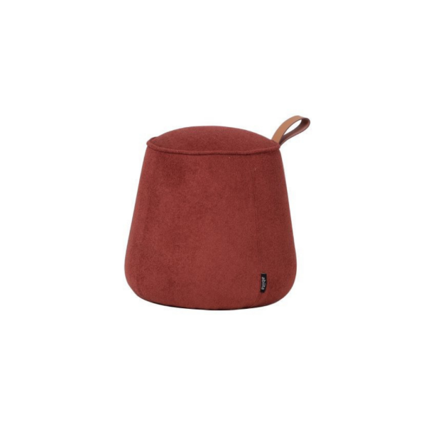 Picture of Pouf, dot, in natural leather red, with handle, 50x50x42cm