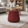 Picture of Pouf, dot, in natural leather red, with handle, 50x50x42cm