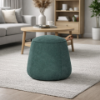 Picture of Pouf, dot, in natural leather tourquese, with handle, 50x50x42cm