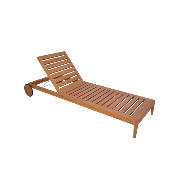 Picture of Lounger, isla, teak natural, with cushion tabacco, 208x73x26cm