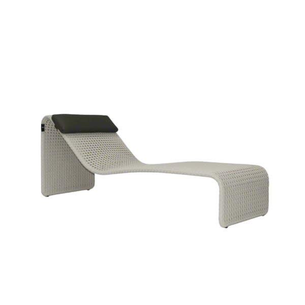 Picture of Sun lounger, tao, aluminium white, rattan limestone, with head cushion charcoal 69.9x203.2x80cm