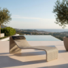 Picture of Sun lounger, tao, aluminium white, rattan limestone, with head cushion charcoal 69.9x203.2x80cm