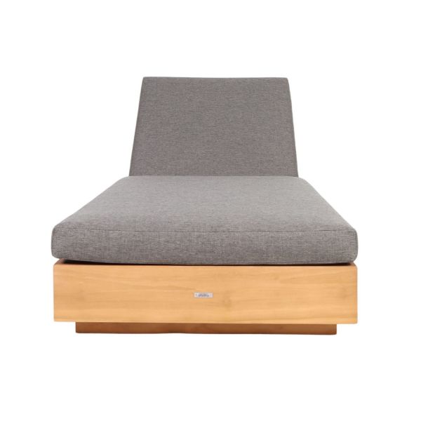 Picture of Sunlounger, tiki, teak natural, with cushion ash grey, 80x200x20cm