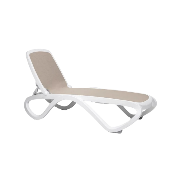 Picture of Sunlounger, omega, polypropylene, white-tortora, 194, 5x69 cm