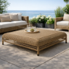 Picture of Coffee table, ibiza, aluminium caramel, rattan camel, 114x114x30cm