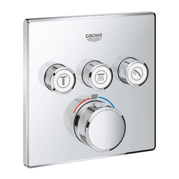 Picture of Concelaed  mixer 29126000 smartcontrol grt, grohe, square, 3 valves, thermostatic, chrome