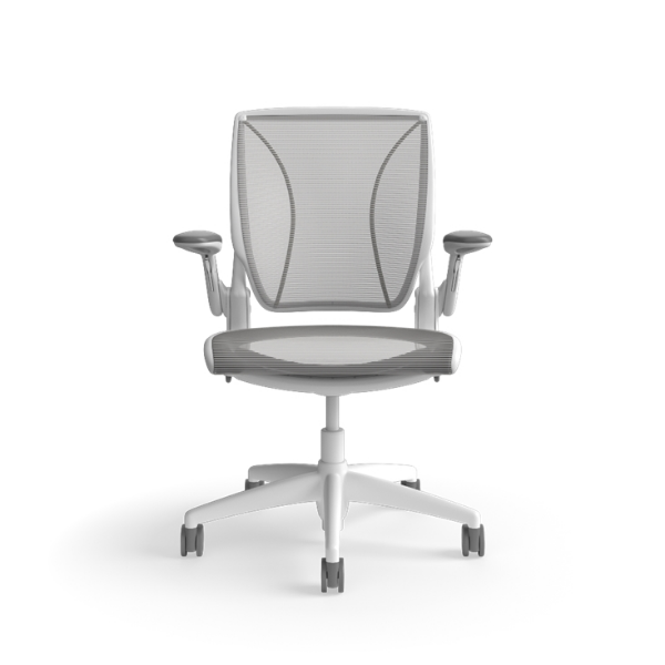 Picture of Task chair diffrient world, humanscale, adjustable height, duron arms, graphite upholstery, white 