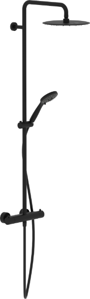 Picture of Shower column tg85430/21bm tago, nobili, external thermostatic mixer 38 °c safety cut-out, 250mm swivel shower head, 3 jet hand shower, 150cm hose, mora matt