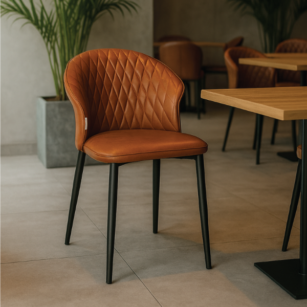 Picture of Chair dc427 dl042-13 ginestra, black metalic structure, leather upholstery, brown