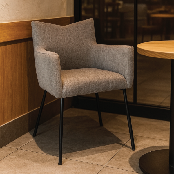 Picture of Chair dc347 18 charlie, black metalic structure, velvet upholstery, beige