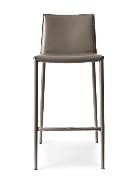 Picture of Stool cb/1393 boheme, connubia, dimensions 43x49.5x90cm, matt taupe metal frame, upholstered taupe leather (p176/d03)