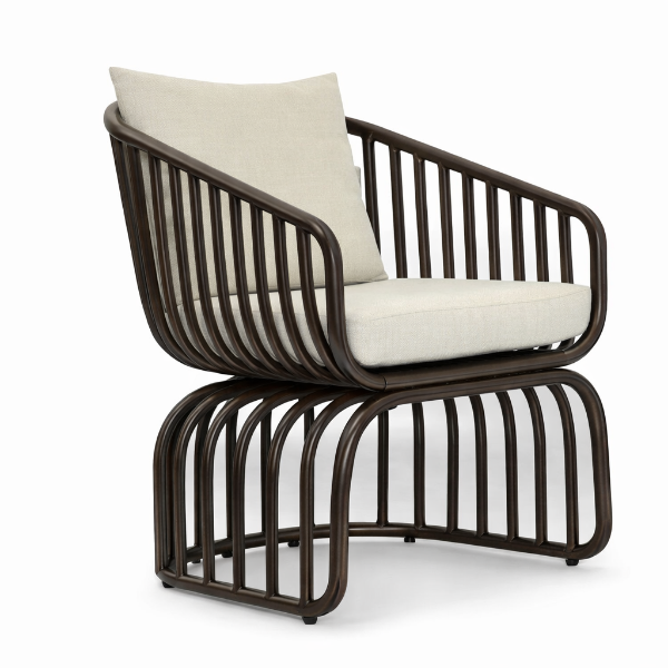 Picture of Chair with armrest, calypso, aluminium mocca, with 2 cushions ice, (s&b) 59.7x62.2x84.5cm