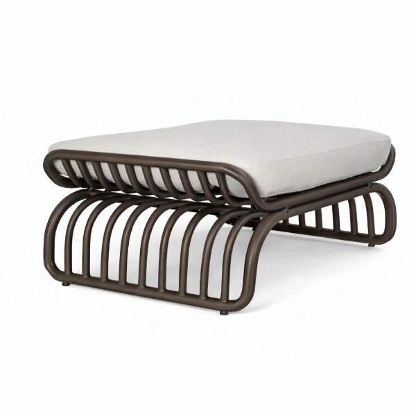 Picture of Ottoman, calypso, aluminium mocca, with cushion ice, 78.7x63.5x34.3cm