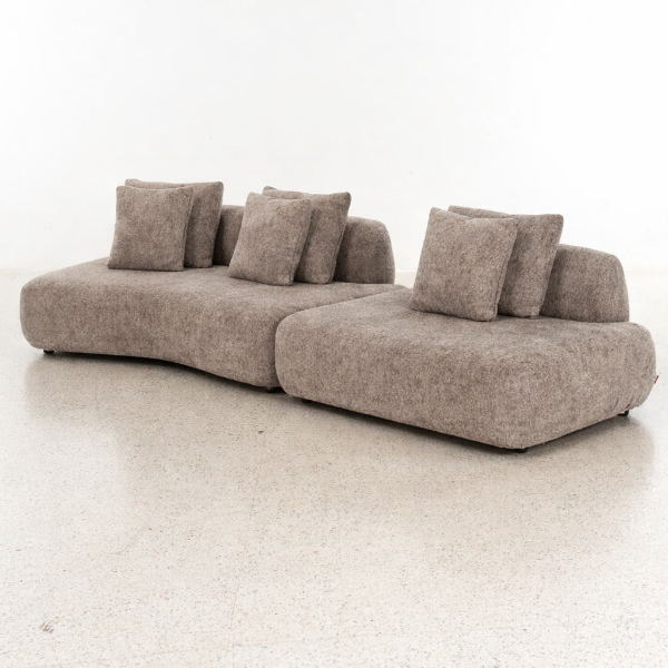 Picture of Sofa 3 seater, monaco, marron, with cushions, 208x117x66/82cm and 143x102x66/82cm