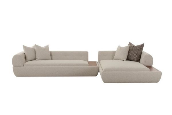 Picture of Sectional sofa 2 pcs, vera, grey left arm, with cushion beige and marron, 232x102x65cm, 145x186x65cm