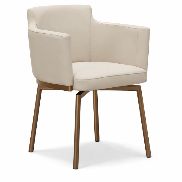 Picture of Chair with armrest, taia, leather beige, legs steel brushed brass, 57x58x76.5cm (ab001 actastbbrlbe)