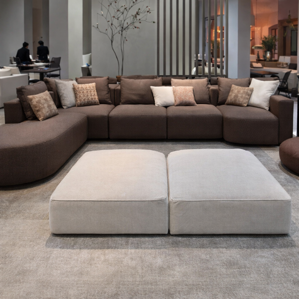 Picture of Modular sofa chaise lounge, mila, pu leather dark marron, 145x104x70-87cm