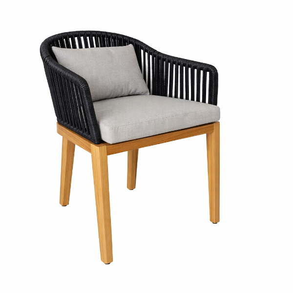Picture of Chair with armrest, delos, teak natural, pebble mix, with 2 cushions cloud (s&b) 52.3x62.1x74.9cm