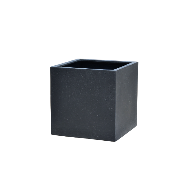 Picture of Vase, cube, concrete surface, charcoal, 20x20x20cm