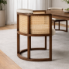 Picture of Chair with armrest, bungalow, wood structure, cushion cream, 62x49x69cm 