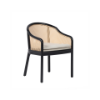 Picture of Chair with armrest, nube, black wood, cushion cream, 59x58x78cm  