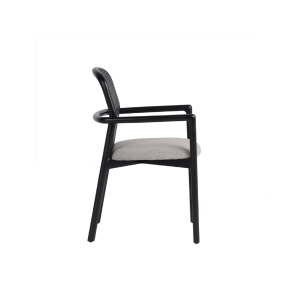 Picture of Chair with armrest, sena, wood black, cushion grey, 56x52x83cm 