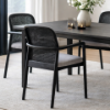 Picture of Chair with armrest, sena, wood black, cushion grey, 56x52x83cm 