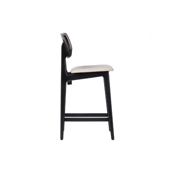 Picture of Counter stool, cleo, wood, black matt base, cushion sand, 44.5x51x100cm