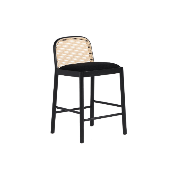 Picture of Counter stool, noa, wood, cushion black, 51x52x88cm