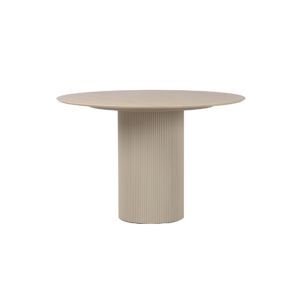 Picture of Dining table round, seyschelle, wood, travertine top, ivory white dia.120xh75 cm