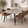 Picture of Dining table, flora, ceramic top, black legs, 140x80x75cm