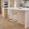 Picture of Bar stool, nicky, leather, light grey, 65x56x101cm 