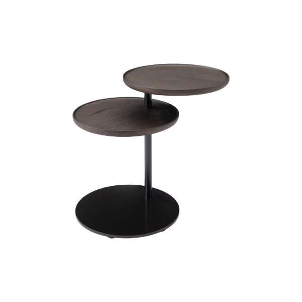 Picture of Coffee table, tube, wood top, deep grey, black base, dia.38x50cm