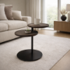 Picture of Coffee table, tube, wood top, deep grey, black base, dia.38x50cm
