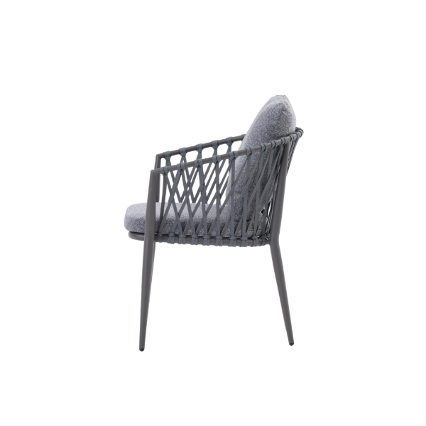 Picture of Chair with armrest, amaya alu, antracite+cushion taupe,  55x65x80cm