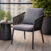 Picture of Chair with armrest, plinto alu, midnight, 58x65x80cm 