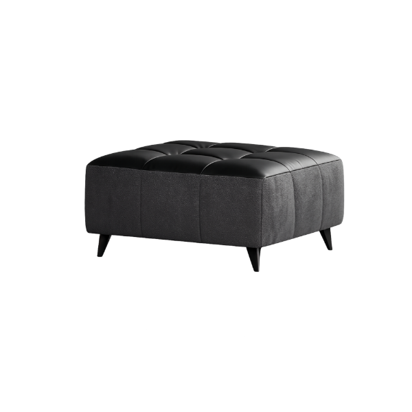 Picture of Pouf, katty, leather+fabric, black & grey, 85x85x32cm 