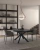 Picture of Table, extendable, top ceramic on glass, legs metal painted, matt black portoro marble, 120cm X 120-160cm H. 76cm