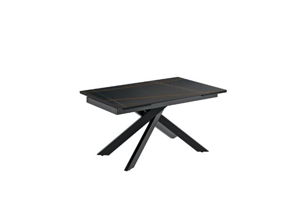 Picture of Table, extendable, top ceramic, legs metal, black marble, 80cm X 140 /200cm H. 76cm
