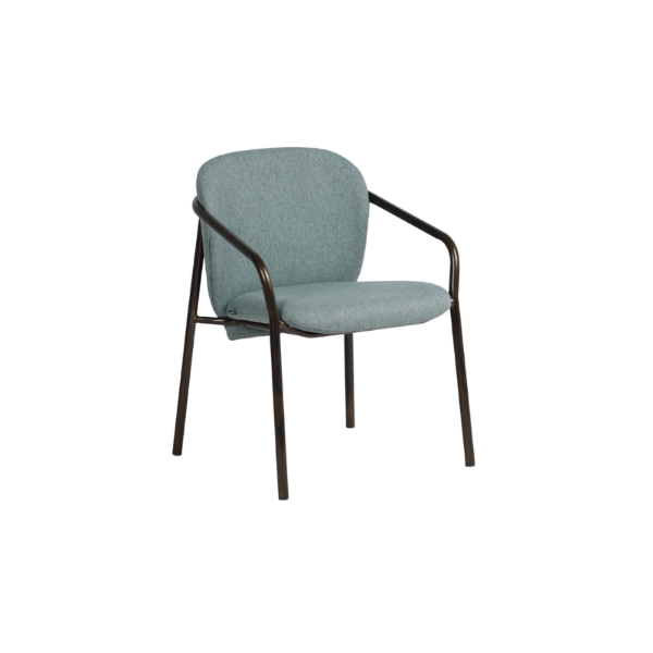 Picture of Chair with armrest, joli, metal bronze frame, fabric, blue sage 