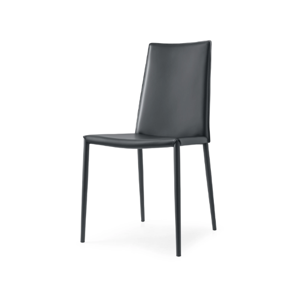 Picture of Chair cb/1257 boheme, connubia, dimensions 48x52x90cm, matt grey metal frame, upholstered regenerated leather grey (p16/r16)