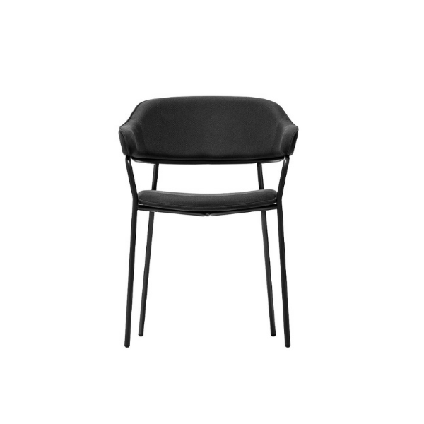 Picture of Chair cb/2111 signorina, connubia, dimensions 56x53x77cm, with arms, matt black metal frame, upholstered in black fabric (p15/sks)