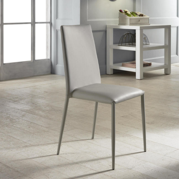 Picture of Chair om/124/gc cleo, stones, dimensions 96x42x40cm, metal structure, faux leather upholstery, light gray