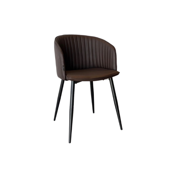 Picture of Chair dc409 dl027-19 mirto, black metalic structure, leather upholstery, deep brown
