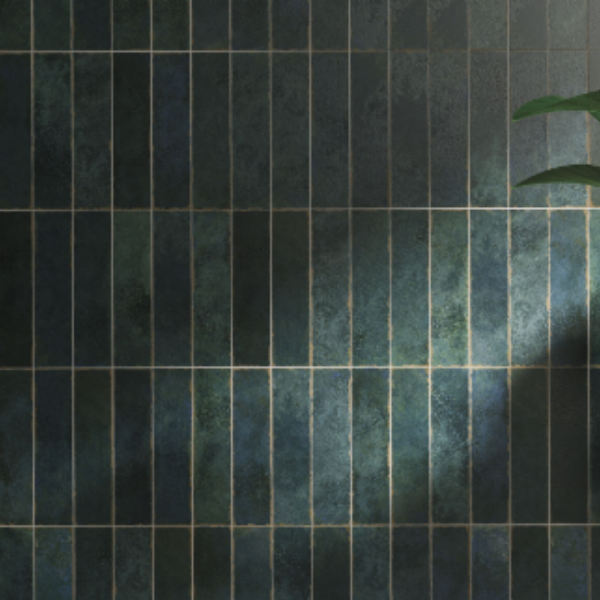 Picture of Floor tile oken green, marble effect, glossy,  7.5x30