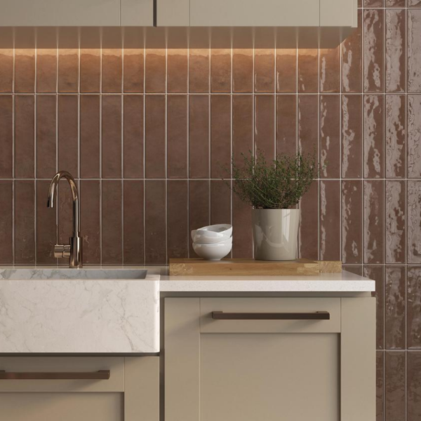 Picture of Floor tile eleganza terra, marble effect, glossy,  7. 5x30