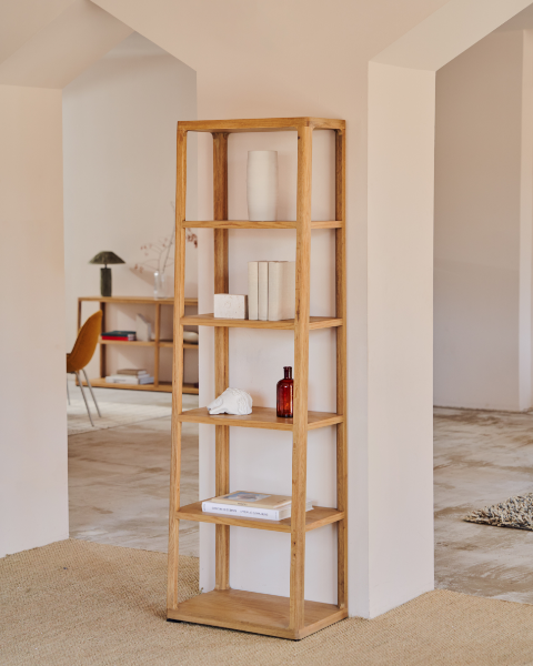 Picture of Bibliotekë Maymai me strukturë prej druri masiv lisi, 60 × 193 cm