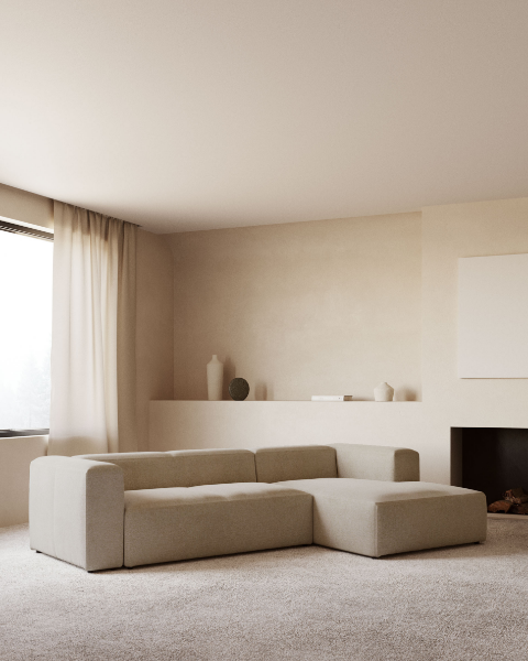 Picture of Divan Blok 4-vendësh me chaise longue në anën e djathtë, i veshur me chenille bezhë, 330 cm, FSC Mix Credit